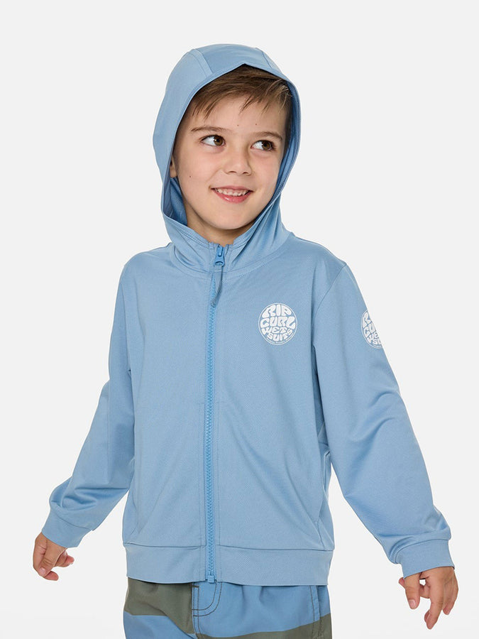 Rip Curl Icons Zip Hood Long Sleeve Rashguard Spring 2026 | FADED DENIM (4737)