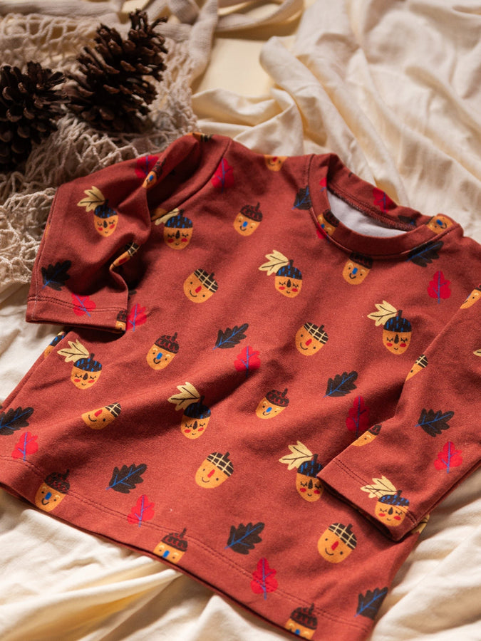Little Yogi Scandi Acorns Long Sleeve T-Shirt Fall 2026 | AMBER