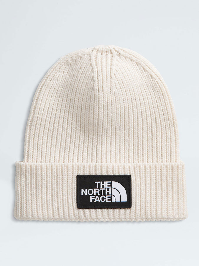 The North Face Tnf Logo Box Cuffed Beanie | WHITE DUNE (QLI)