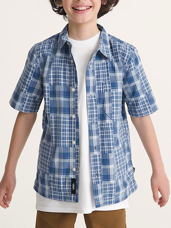Vans Larkspur Mixed Plaid Short Sleeve Shirt Fall 2026 | TRUE NAVY (5TU)