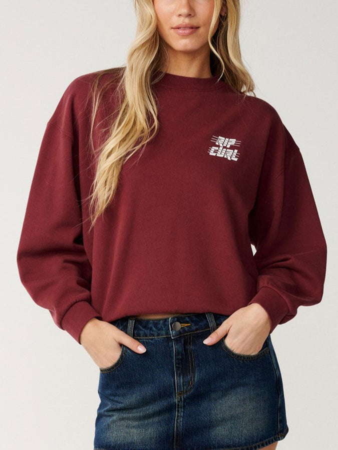 Rip Curl Sports Dept Drop Shoulder Crewneck Sweatshirt Fall 2026 | DARK PLUM (2924)