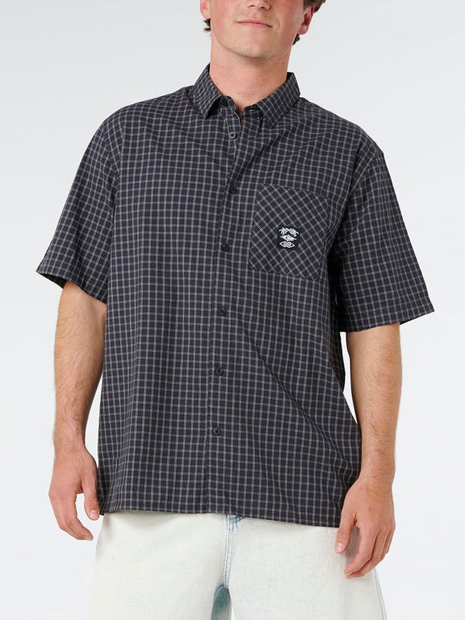Rip Curl Liquid Traps Check Short Sleeve Buttondown Shirt Summer 2026 | WASHED BLACK (8264)