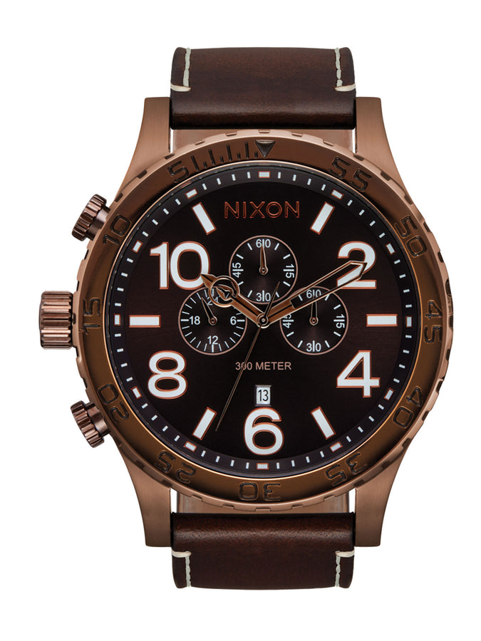 Nixon 51-30 Chrono Leather Chocolate/Dark Roast/Brown Watch | CHOCOLATE/DK ROAST/BRWN (5240)