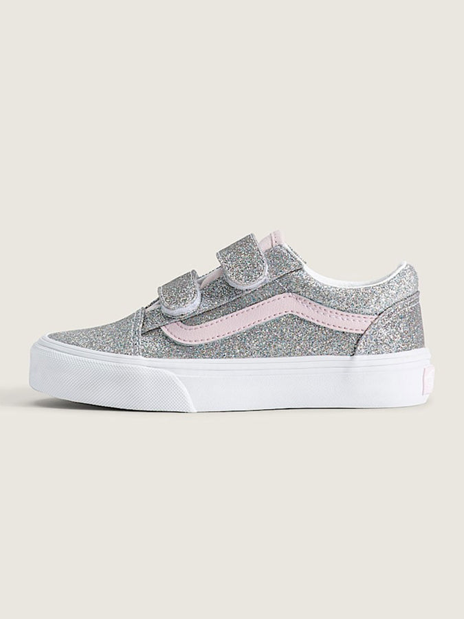 Vans Old Skool V Glitter Silver/Pale Petal Shoes Fall 2026 | GLITTER SLVER/PALE PETAL (HN3)