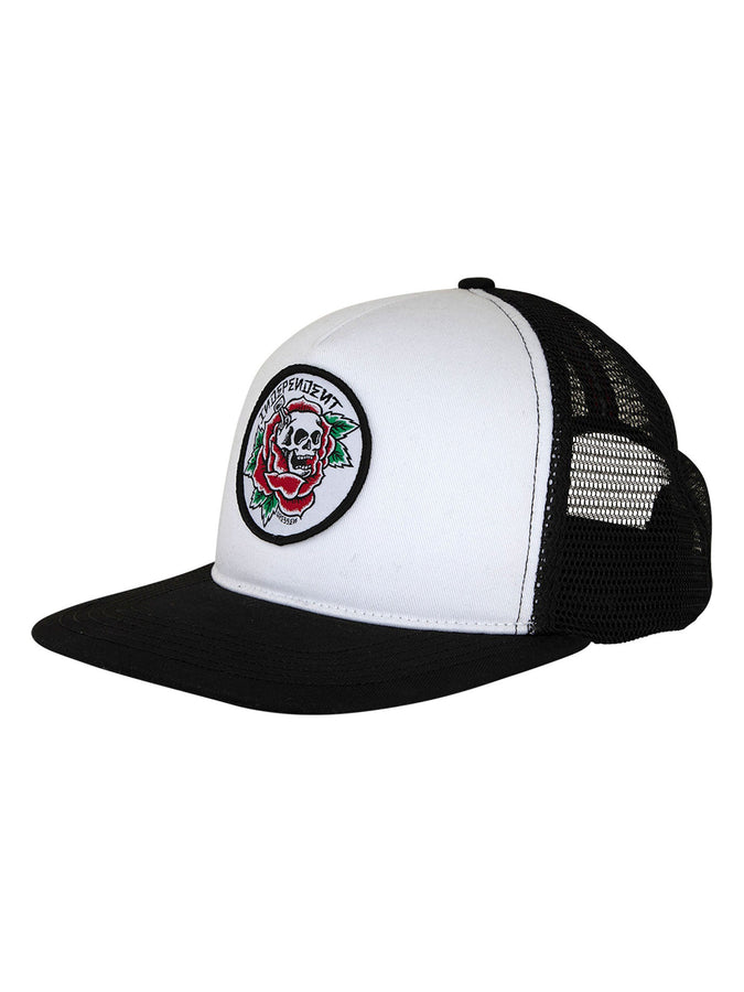 Independent Dressen Skull Rose Snapback Hat | WHITE/BLACK