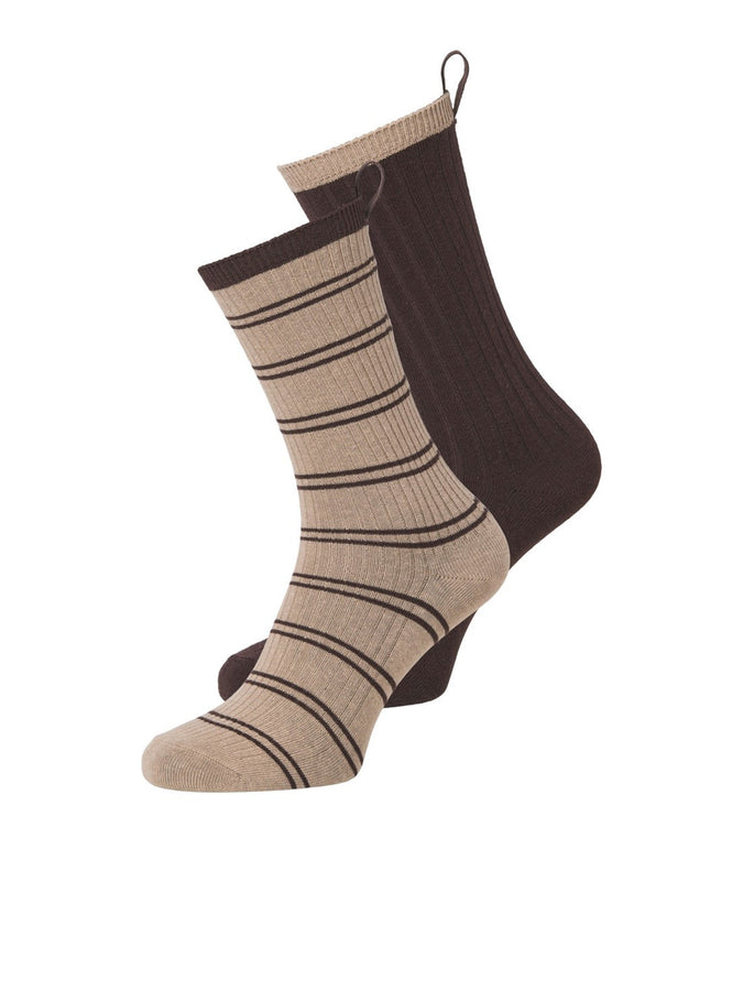 Jjxx Kelly Rib 2-Pack Socks | SEAL BROWN