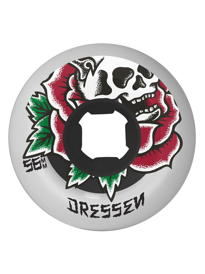 Oj'S Eric Dessen Rose Skull Double Duro Chubbies 99A/95A Skateboard Wheels | WHITE/BLACK