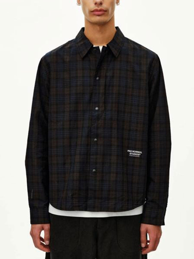 Pas Normal Studios Off-Race Seersucker Long Sleeve Buttondown Shirt Fall 2026 | DARK NAVY