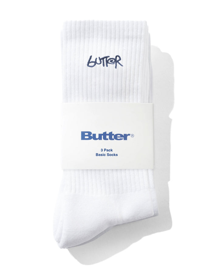 Butter Goods Basic 3 Pack Socks | WHITE
