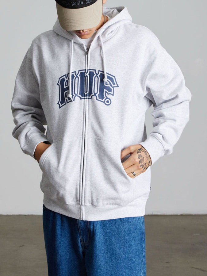 Huf Classic Arch Zip Hoodie Fall 2026 | HEATHER GREY/NAVY