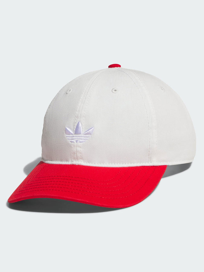 Adidas Originals Relaxed Strapback Off White/Better Scarlet/White Hat | OFF WHITE/BETTER SCARLET/WHITE