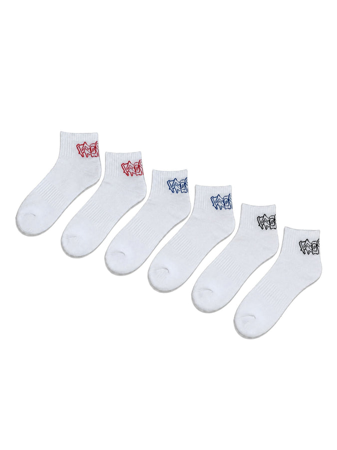 Frosted Logo Ankle Socks 3 Pack | WHITE/ASSORTED