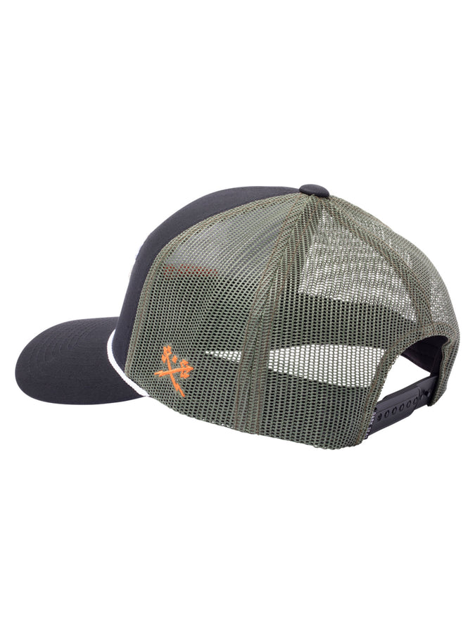 Dark Seas Bucked Trucker Hat | BLACK/OLIVE