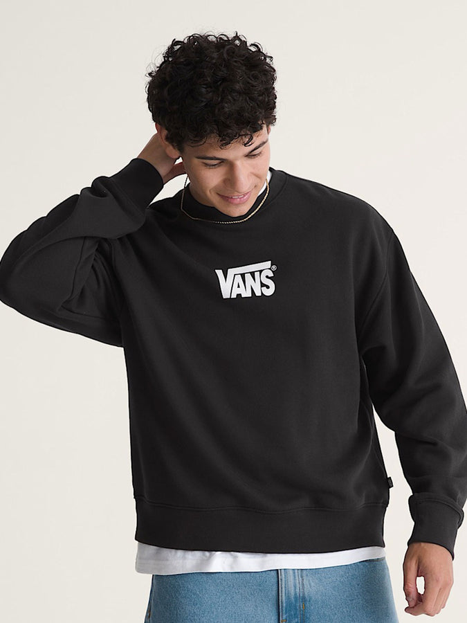 Vans Stretch Logo Crewneck Sweatshirt Fall 2026 | BLACK/WHITE (Y28)