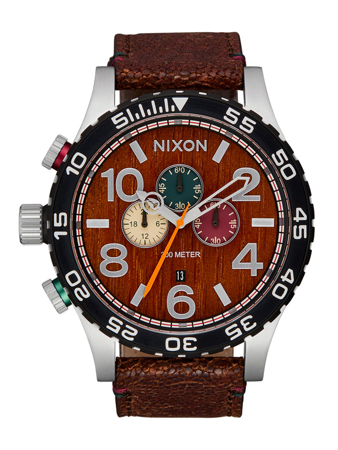 Nixon 51-30 Chrono Leather Silver/Rosewood/Chocolate Watch | SLVR/ROSEWOOD/CHOCOLATE (5341)