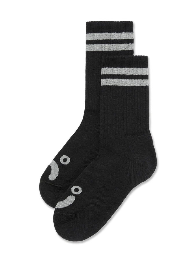 Polar Skate Co Rib Happy Sad Socks | BLACK/HEATHER GREY