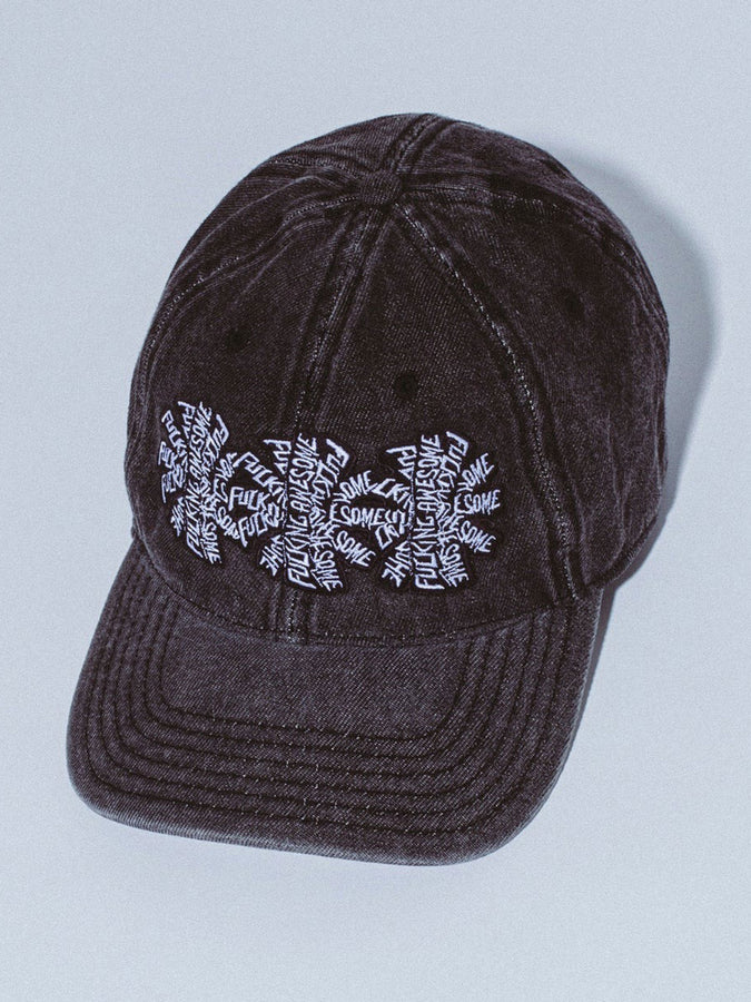 Fucking Awesome Three Spiral Washed Denim 6 Panel Strapback Hat | DENIM BLACK