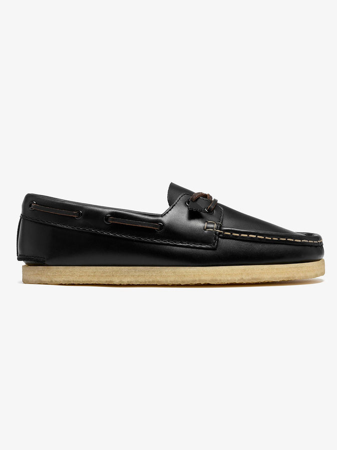 Clarks Godney Boat Black Leather Shoes Fall 2026 | BLACK LEATHER