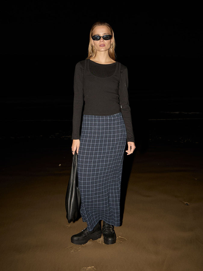Afends Lita Thea Maxi Skirt Fall 2026 | MIDNIGHT CHECK