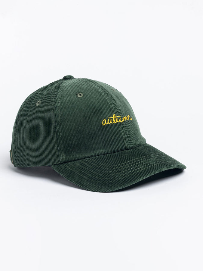 Autumn Cord 6 Panel Strapback Hat | GREEN