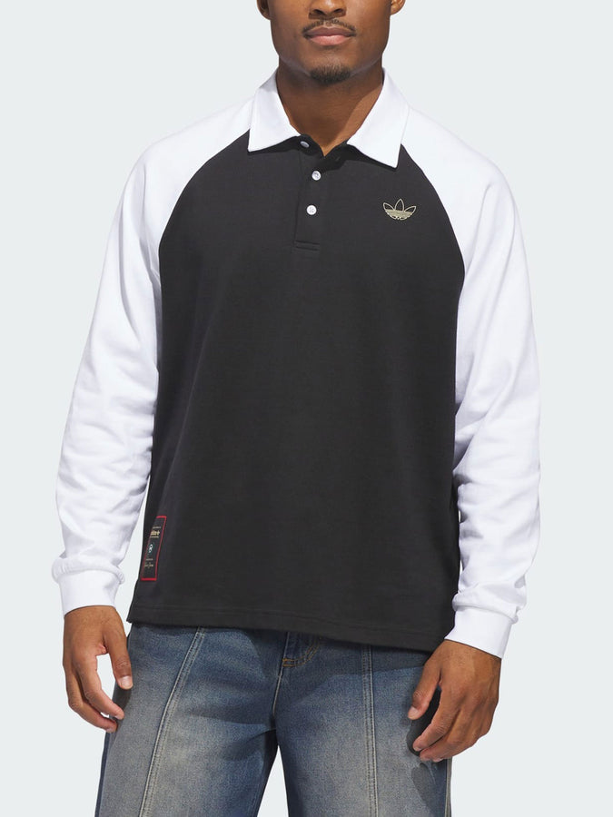 Adidas Skate Tyshawn Rugby Black/White  Long Sleeve Polo Spring 2026 | BLACK/WHITE