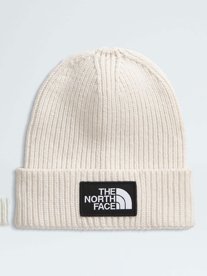 The North Face Tnf Logo Box Cuffed Beanie | WHITE DUNE (QLI)