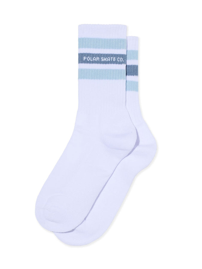 Polar Rib Fat Stripes Socks | WHITE/LIGHT BLUE