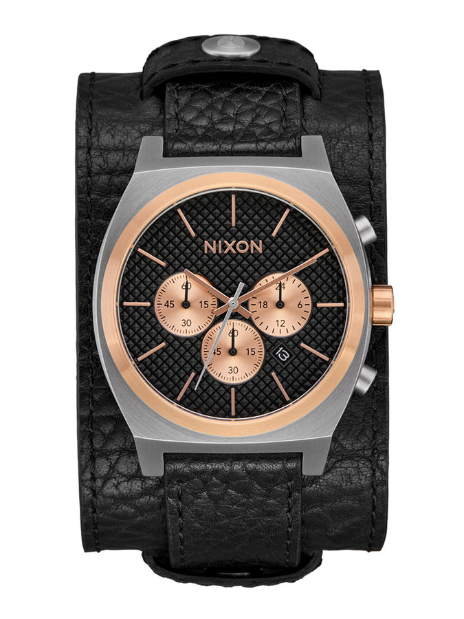 Nixon Time Teller Chrono Leather Silver/Rose Gold/Black Watch | SILVER/ROSE GOLD/BLACK (5383)