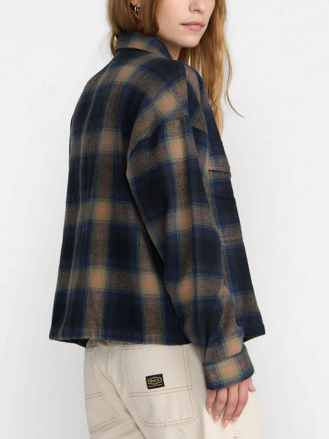 Rvca Bonito Boxy Flannel Long Sleeve Buttondown Shirt Fall 2026 | BLACK (BLK)