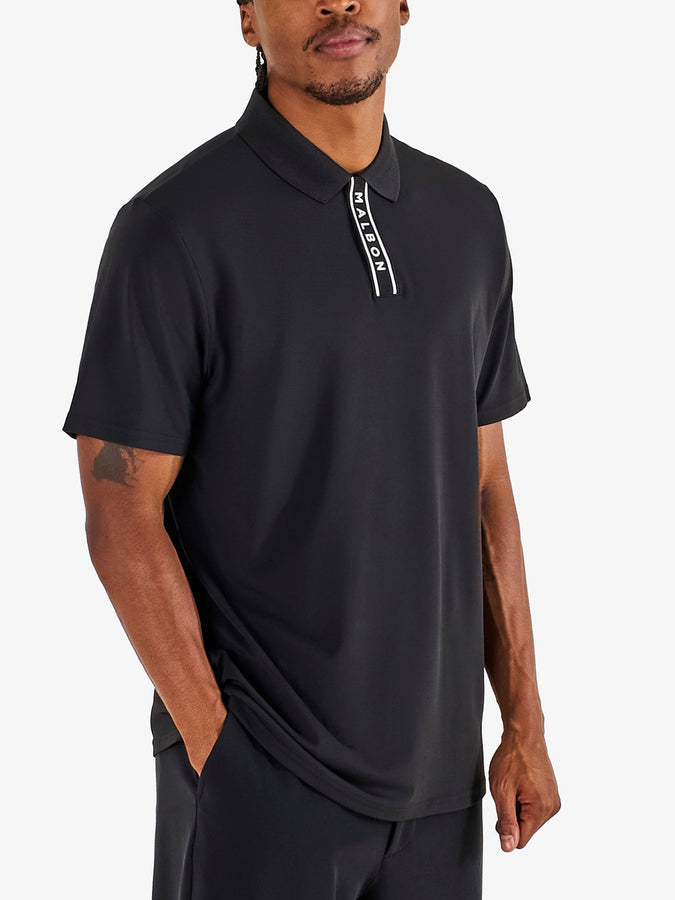 Malbon Block Placket Short Sleeve Polo Summer 2026 | BLACK