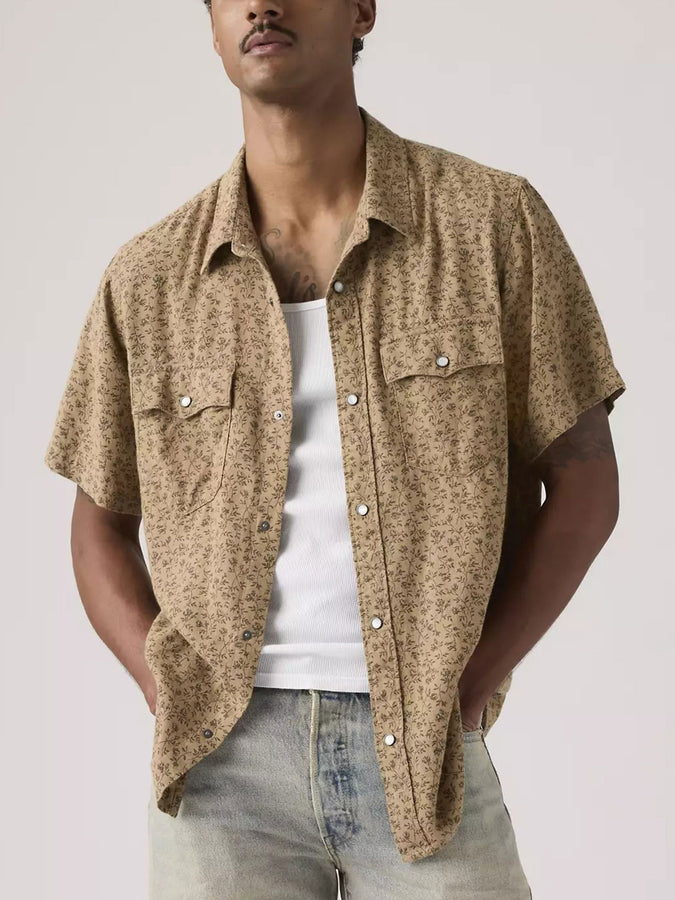 Levis Relaxed Western Bran Floral Tiger Eye Short Sleeve Buttondown Shirt Spring 2026 | TIGERS EYE (0039)