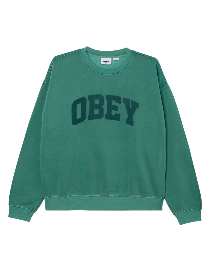 Obey Collegiate Pigment Crewneck Sweatshirt Spring 2026 | PIGMENT RAIN FOREST (RFR)