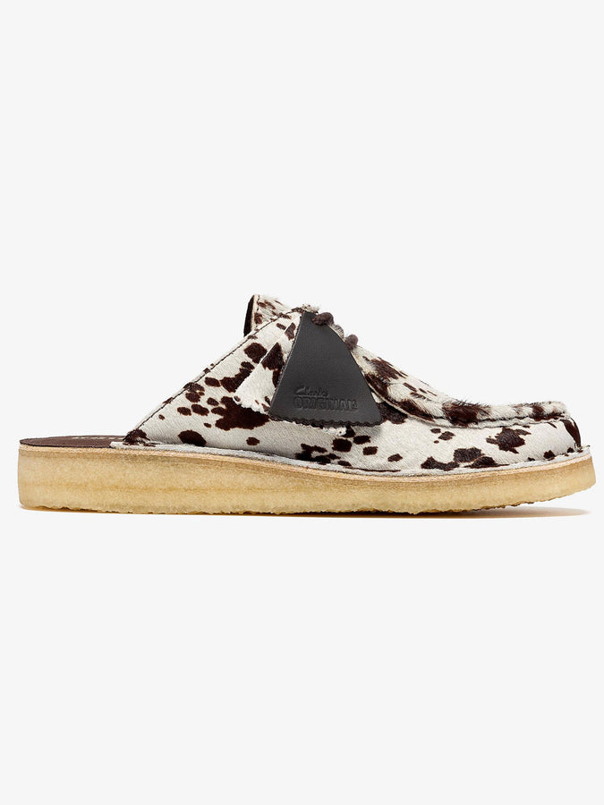 Clarks Desert Nomad Mule Brown Cow Print Shoes Fall 2026 | BROWN COW PRINT