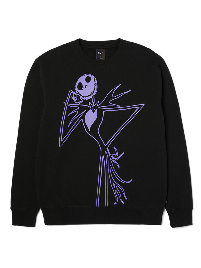 Huf Jack Skellington Crewneck Sweatshirt Holiday 2025 | BLACK