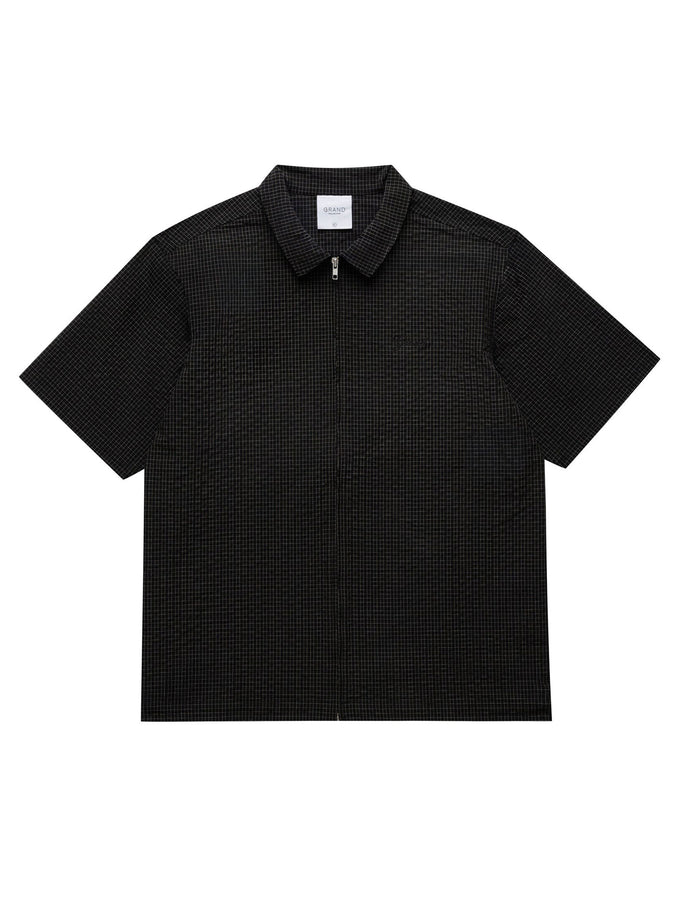 Grand Seersucker Short Sleeve Buttondown Shirt Spring 2026 | BLACK