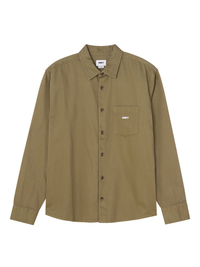 Obey Frankie Long Sleeve Buttondown Shirt Fall 2026 | DUSTY GREEN (DKG)