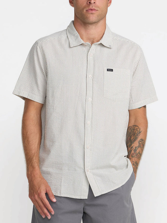 Rvca That'll Do Seersucker Short Sleeve Buttondown Shirt Fall 2026 | MONUMENT (MON)