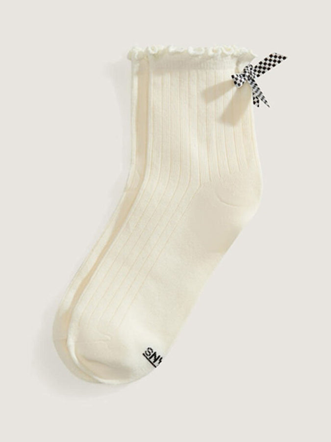 Vans Bow Back Crew Socks | MARSHMALLOW/BLACK (KIG)