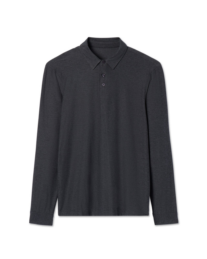 Vuori Strato Tech Long Sleeve Polo Fall 2026 | CHARCOAL HEATHER (HCC)