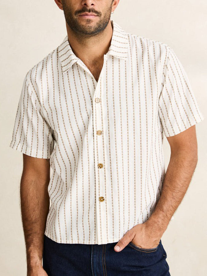 Rhythm Vacation Stripe Crop Short Sleeve Buttondown Shirt Fall 2026 | MULTI