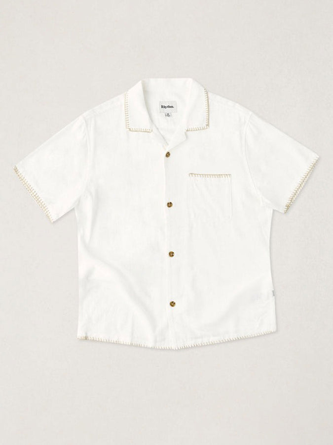 Rhythm Linen Whip Stitch Short Sleeve Buttondown Shirt Fall 2026 | VINTAGE WHITE