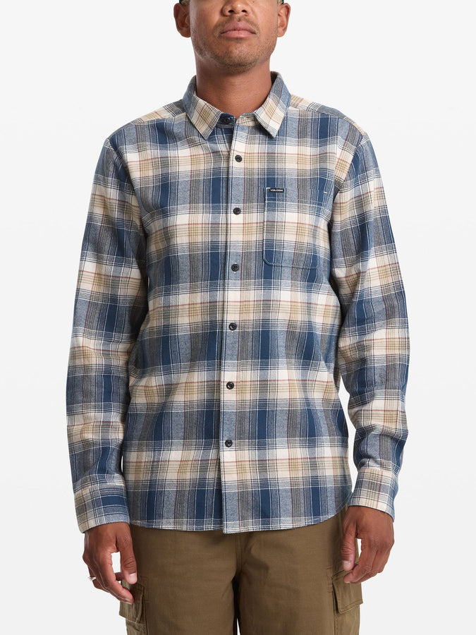 Volcom Caden Plaid Long Sleeve Buttondown Shirt Spring 2026 | DIRTY WHITE (DW7)