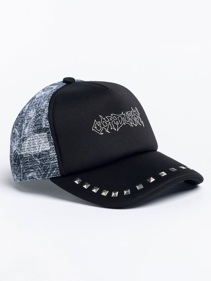 Corduroy Stud Trucker Hat | BLACK