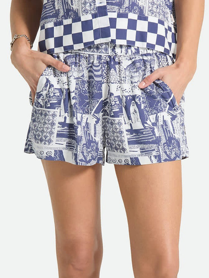 Brixton Post Playa Shorts Summer 2026 | OFF WHITE/BLUE TILE