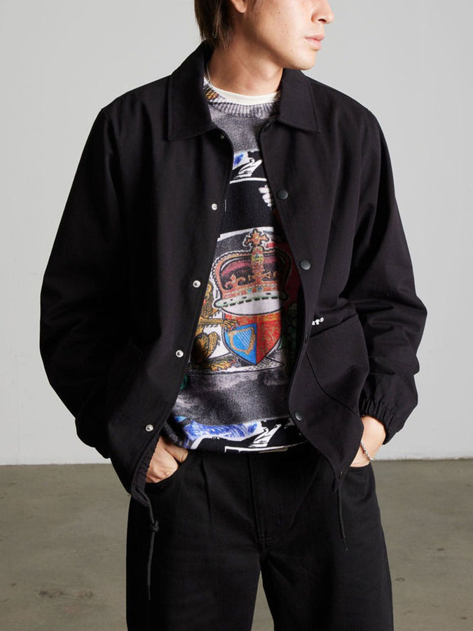 Huf 89 Twill Coaches Jacket Fall 2026 | BLACK/WHITE