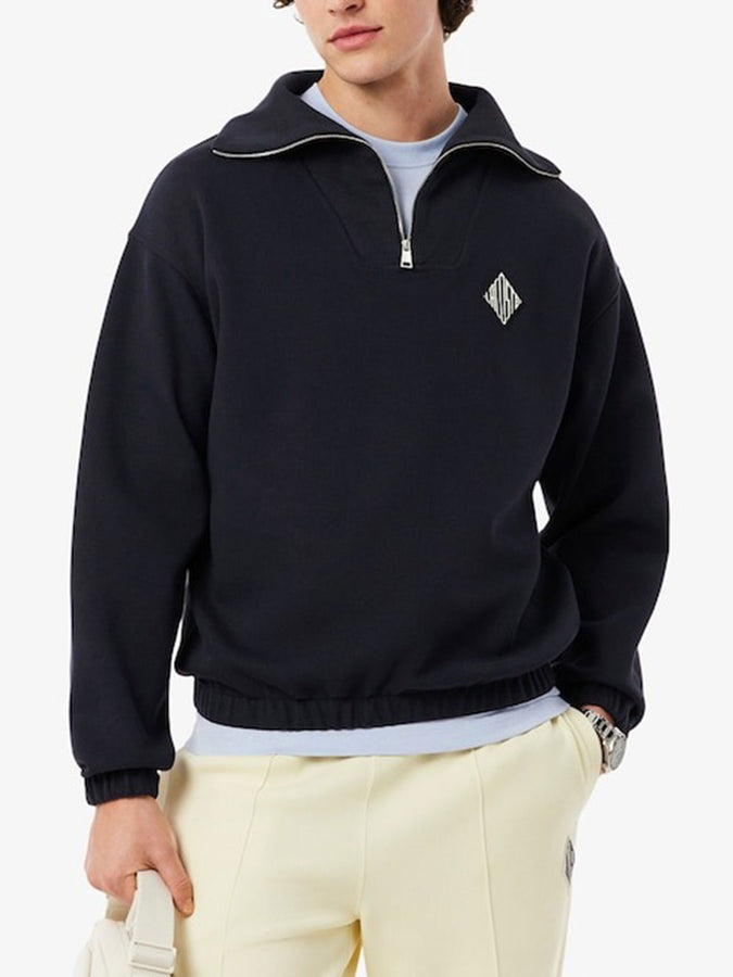 Lacoste Loose Fit Zipped Neck Pique Sweater Spring 2026 | BLACK (350)