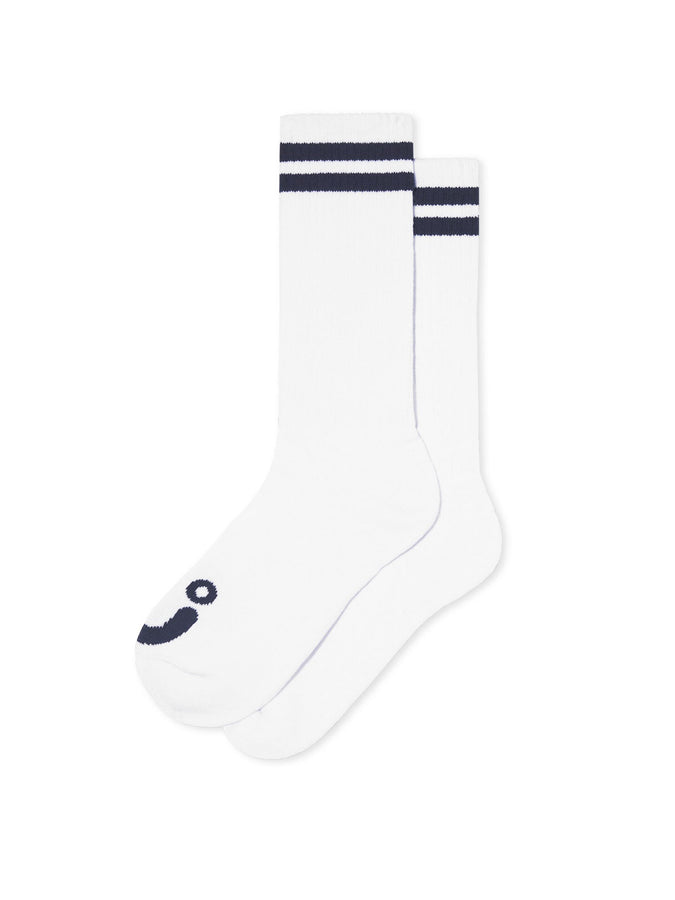 Polar Rib Long Happy Sad Socks | WHITE/NAVY