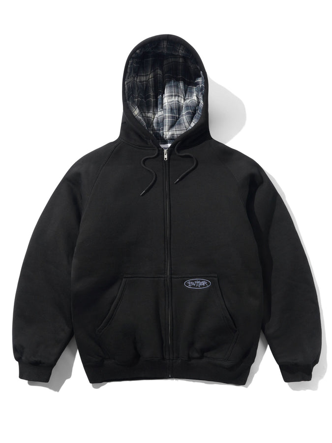 Butter Goods Plaid Lined Zip-Up Hoodie Fall 2026 | BLACK