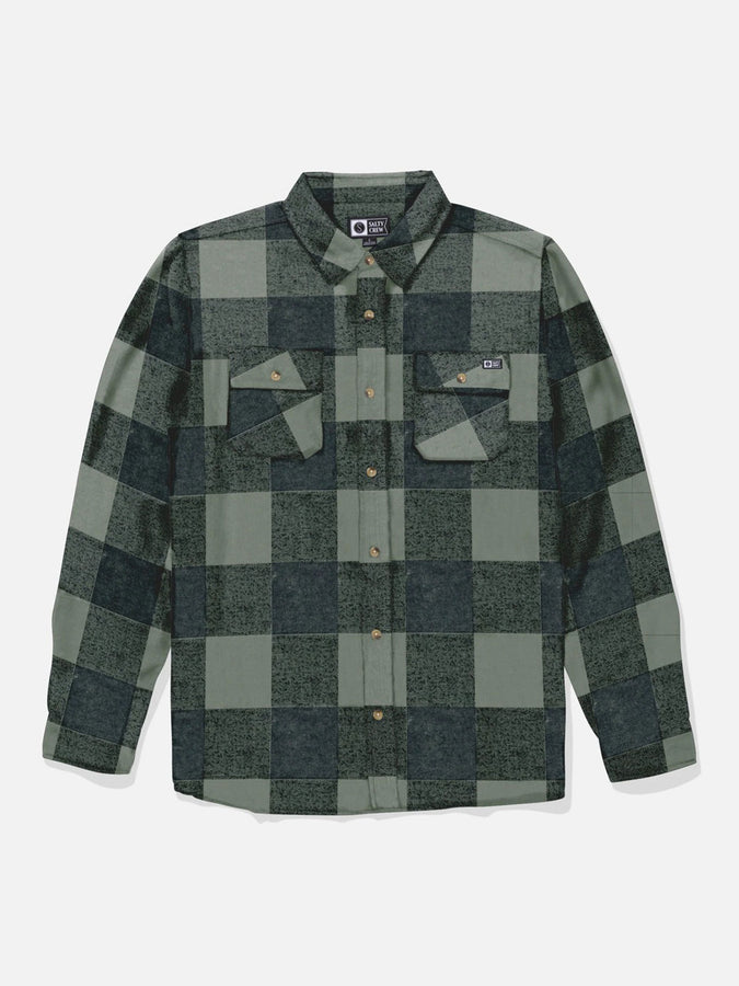Salty Crew Daybreak Flannel Long Sleeve Buttondown Shirt Holiday 2026 | GREEN/BLACK