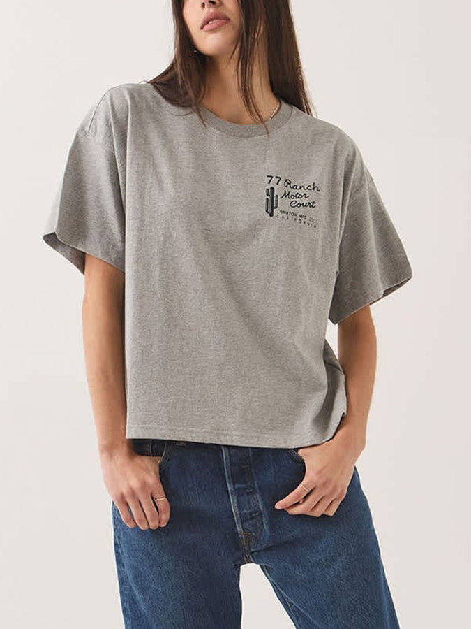 Brixton Ranch Motor Court Boxy Cropped T-Shirt Fall 2026 | HEATHER GREY